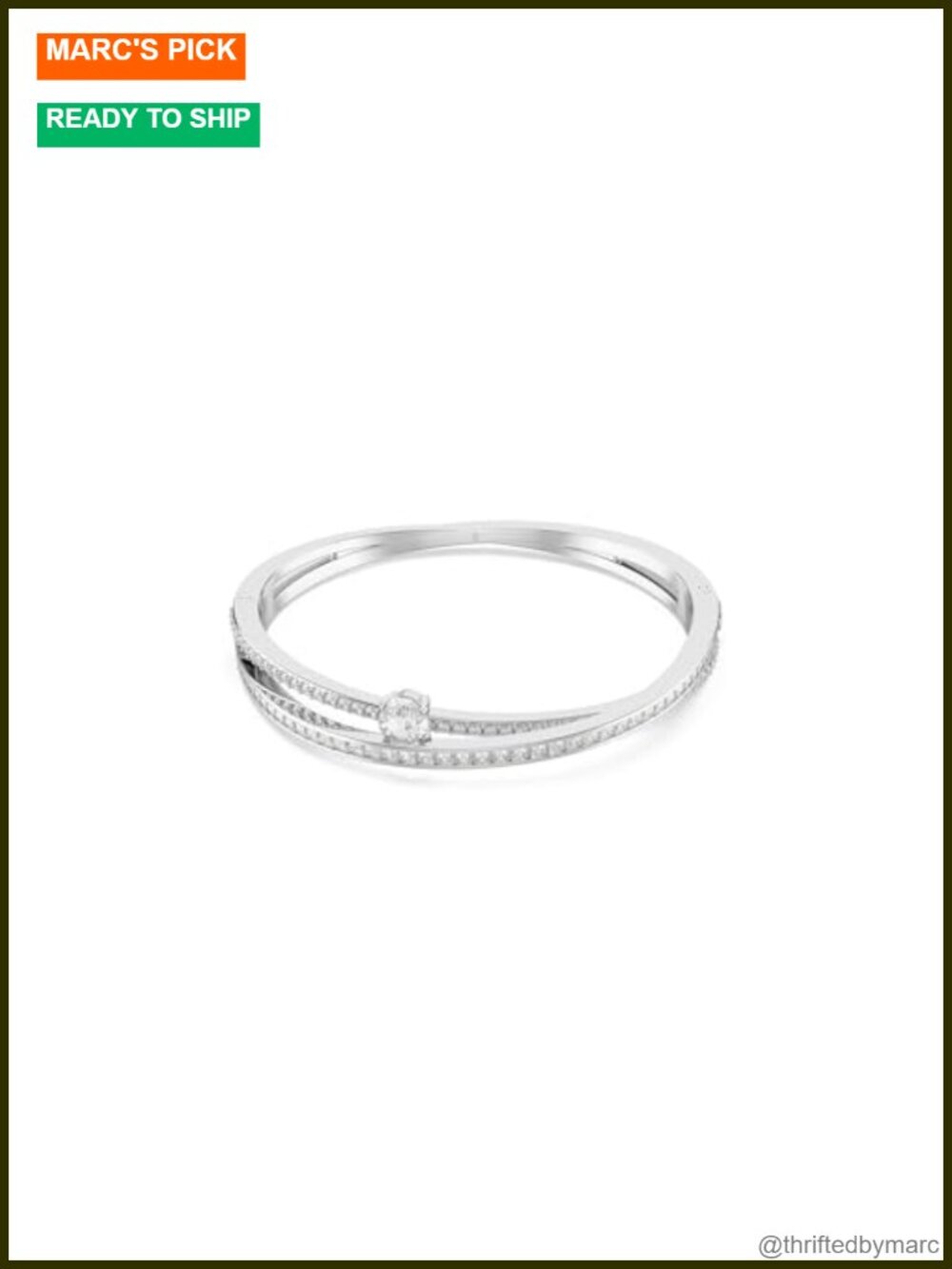 Swarovski Hyperbola Bangle Bracelet Rhodium Plated Crystal Clear